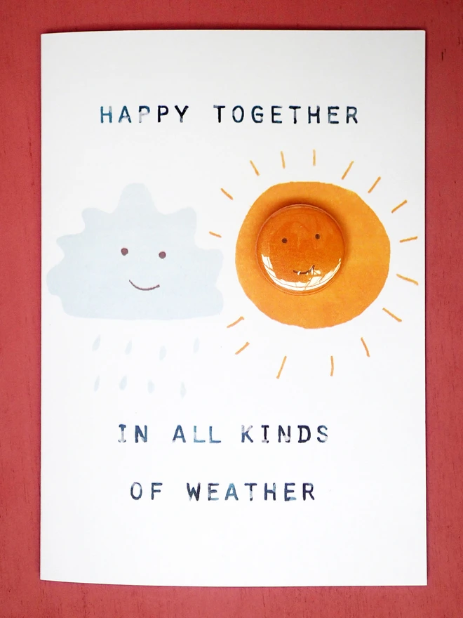 Happy together in all kinds of weather badge card