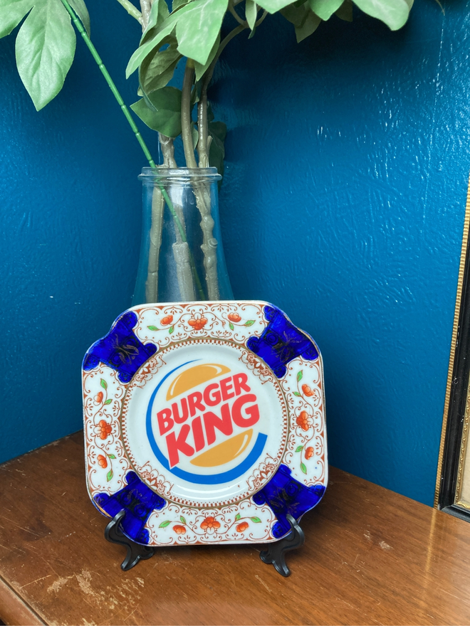 Hand printed Vintage Burger King China Plate