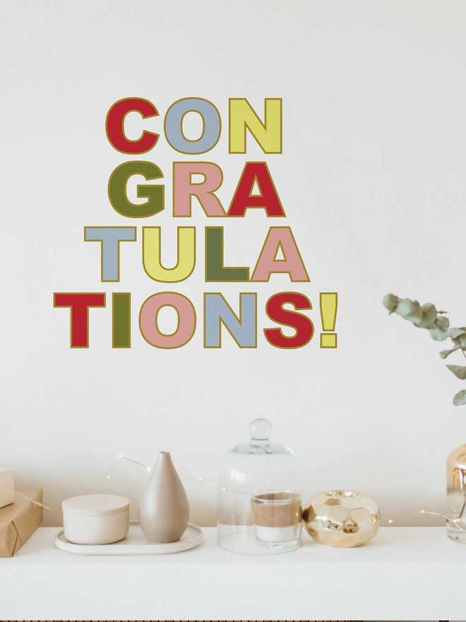 congratulations wall and mirror sticker