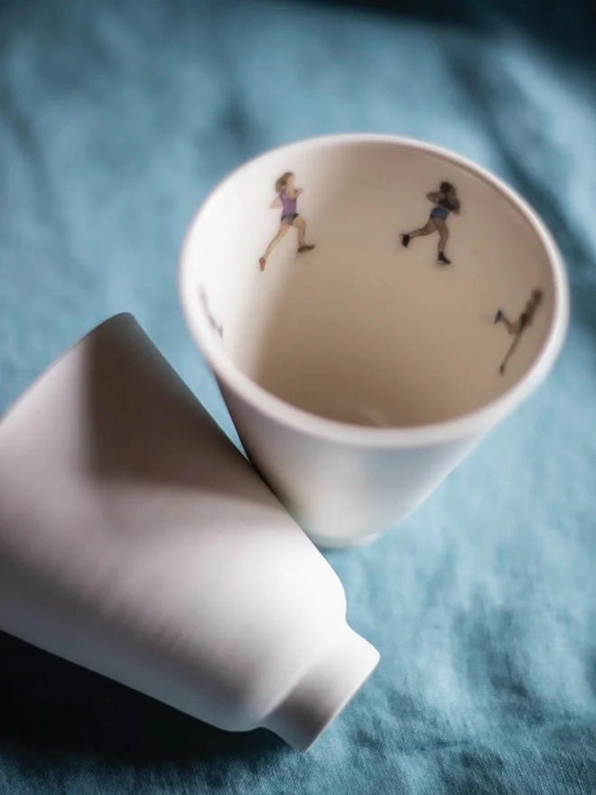 Individual Handmade Porcelain 'Runner' Beakers