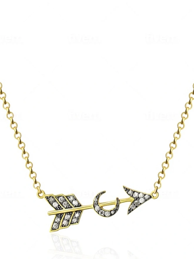 Louise necklace - Diamond Arrow and Moon