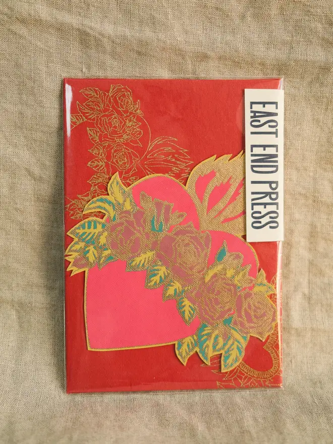 flaming floral pink heart valentines love card