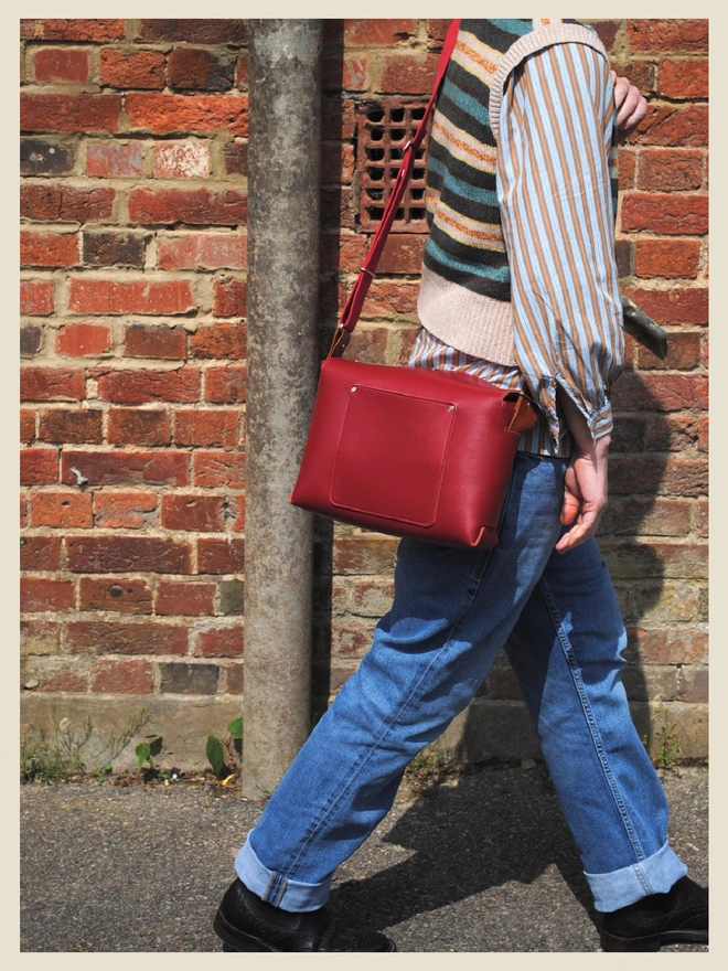 Red Leather Cross Body Bag 