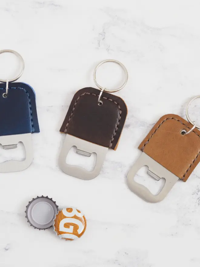 leather bottle opener key ring gift for dad