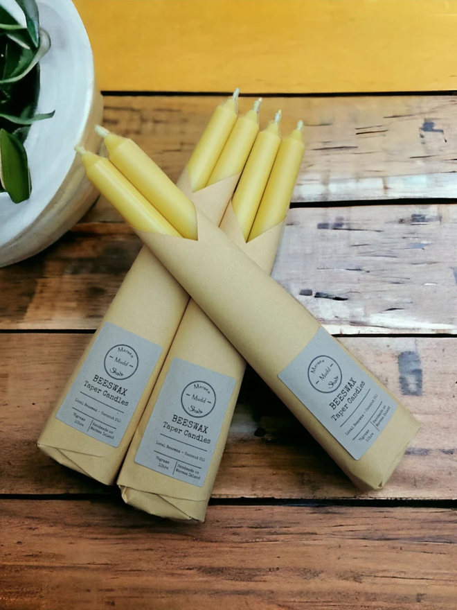 handmade beeswax taper candles