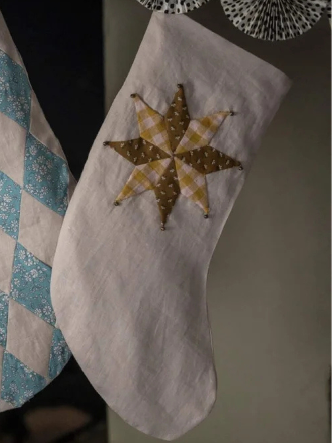 patchwork star christmas stocking