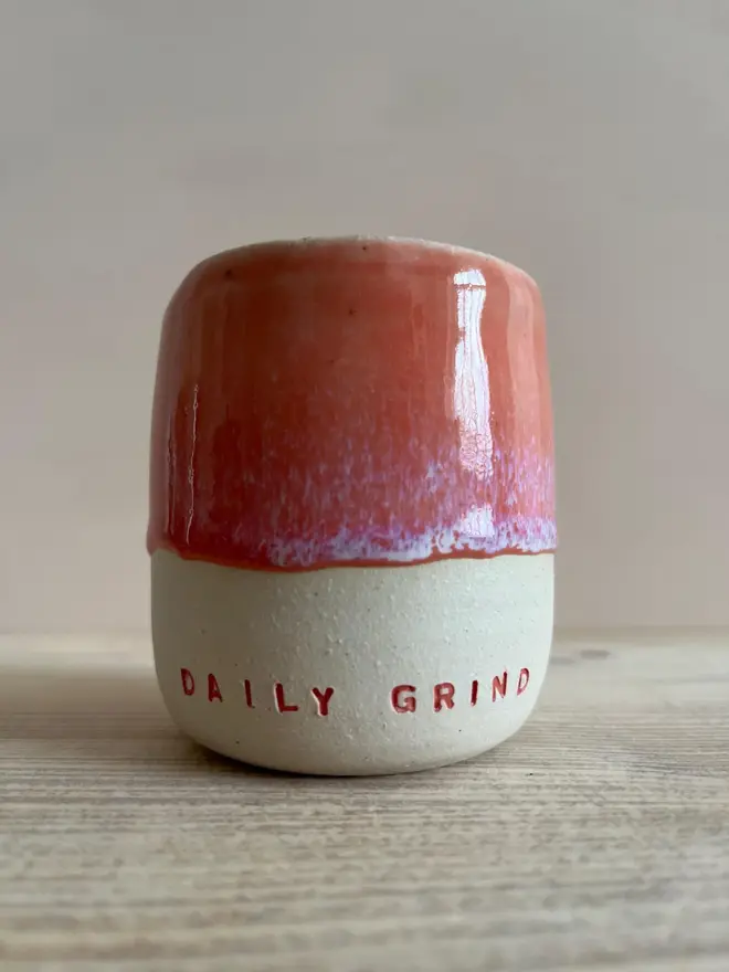'Daily Grind' Handmade Ceramic Travel Cup Pink Glaze