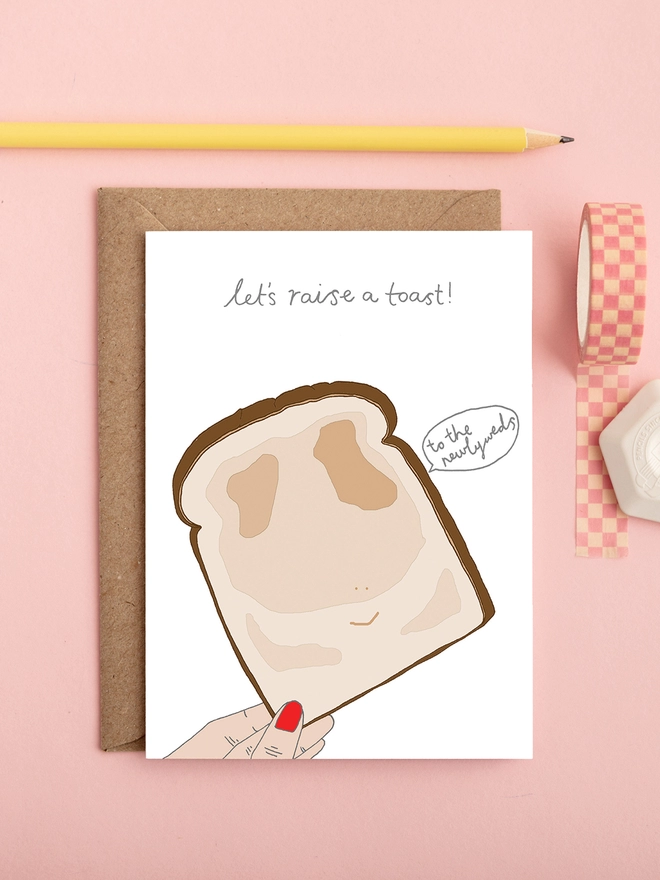 cute and funny wedding card featuring a slice of toast