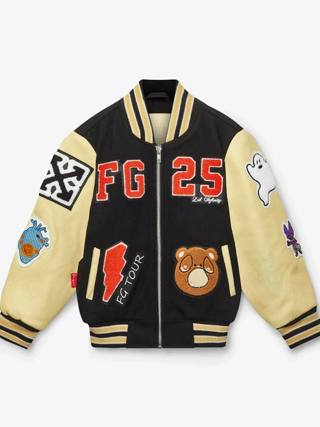Awesome Letterman Black Front Zip Jacket 