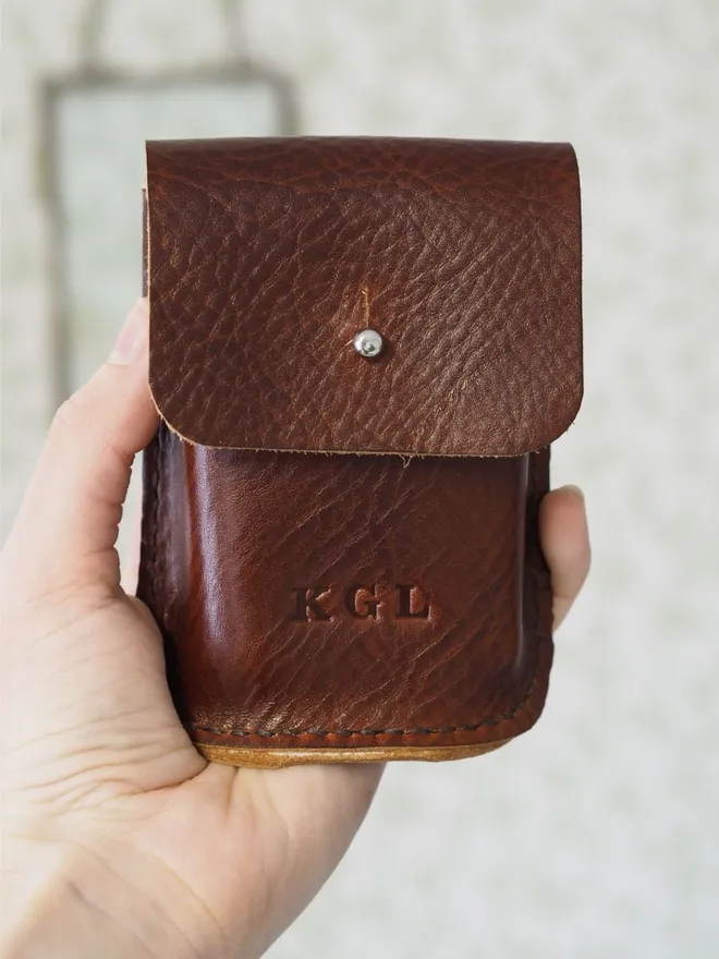 Spanish brown leather playing card holder