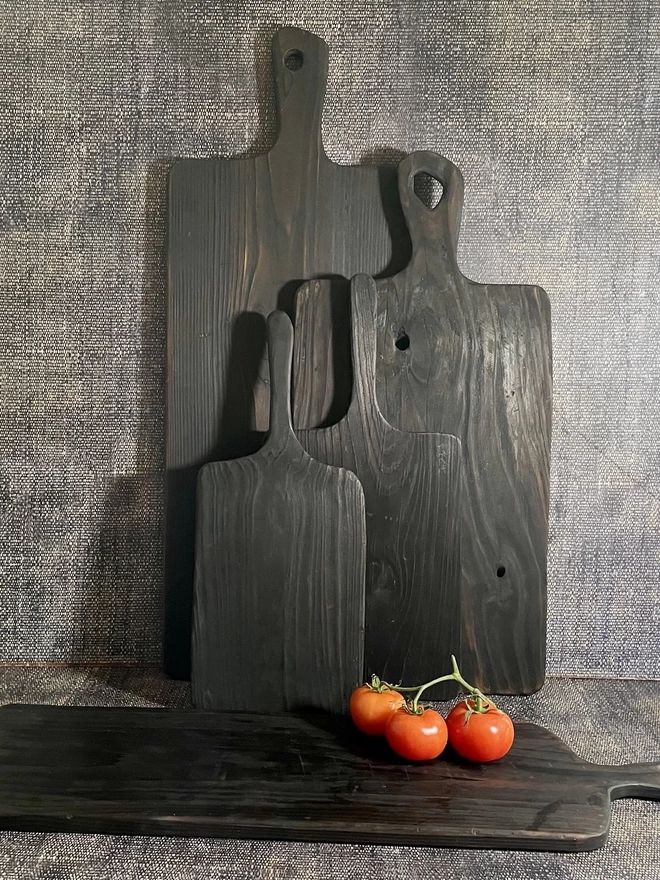 Long Charred Black Serving Board With Other Boards Available