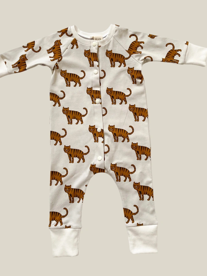 Organic Tiger print baby romper