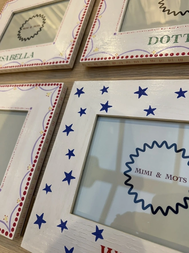 Girls and boys hand painted frames 