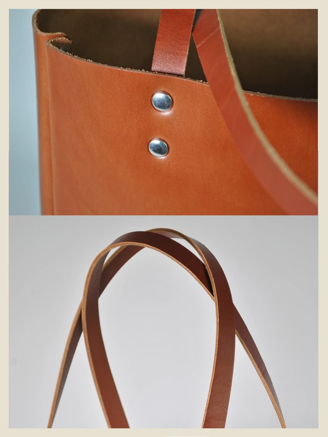 Tan Leather Tote Bag 