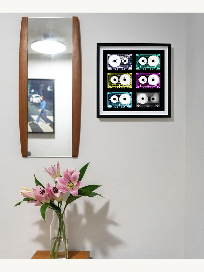 Tape Collection Pop Art Print Framed in Black in Situ