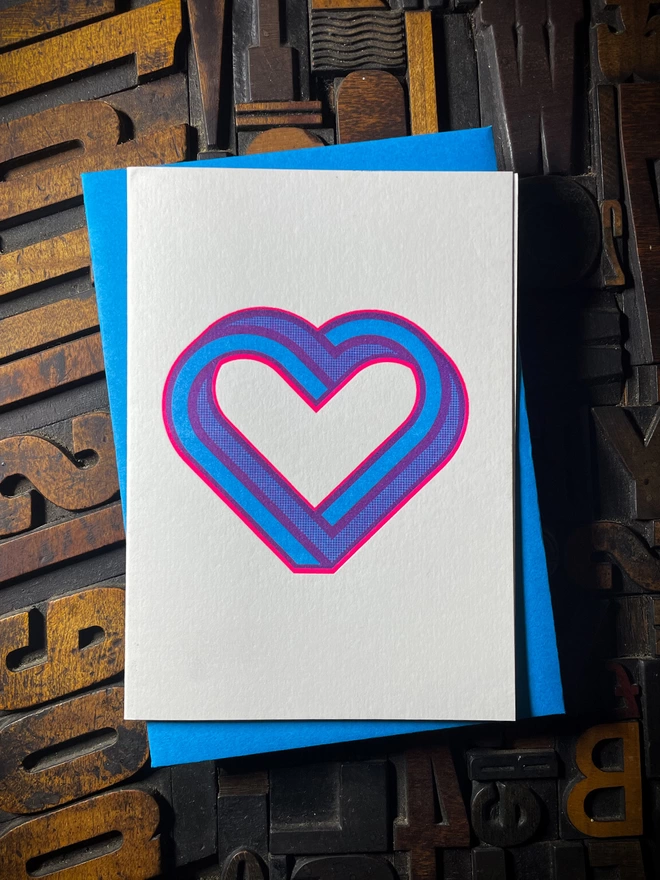 Colour Infinity Heart Letterpress Card
