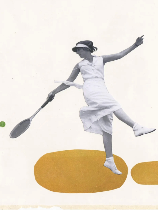 Summer Game Collage. A collage of a woman playing tennis.