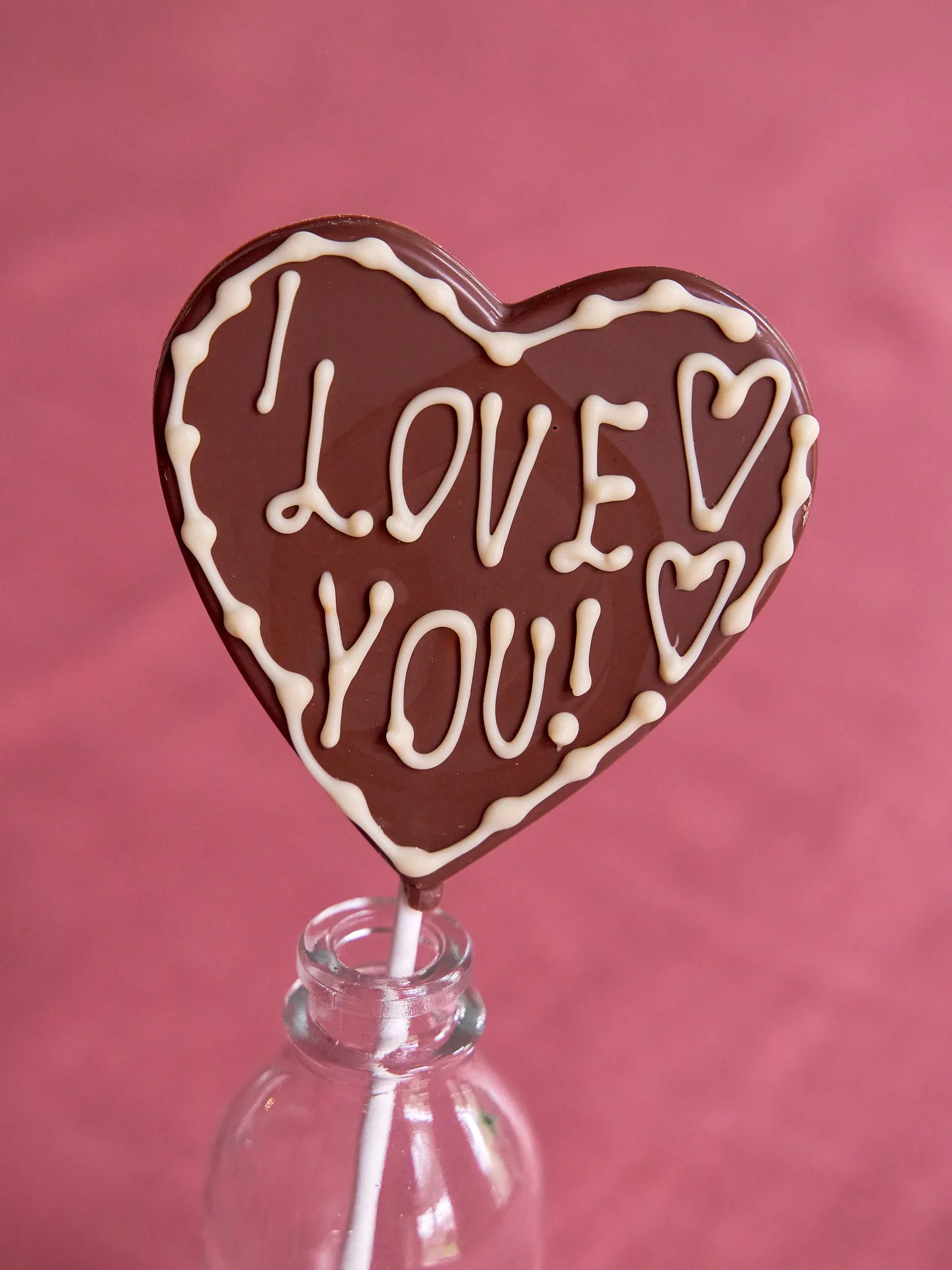 Heart shaped I love you Valentine's Day chocolate lollipop