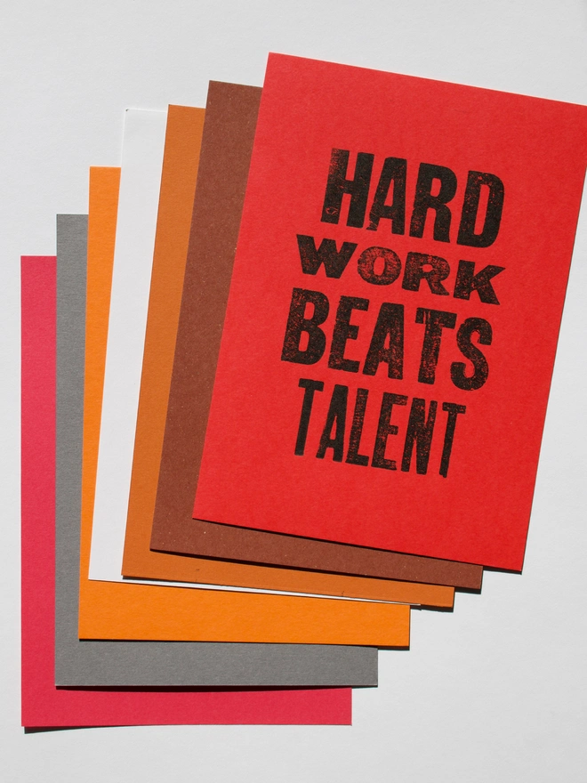 Handmade A5 Letterpress print with motivational saying