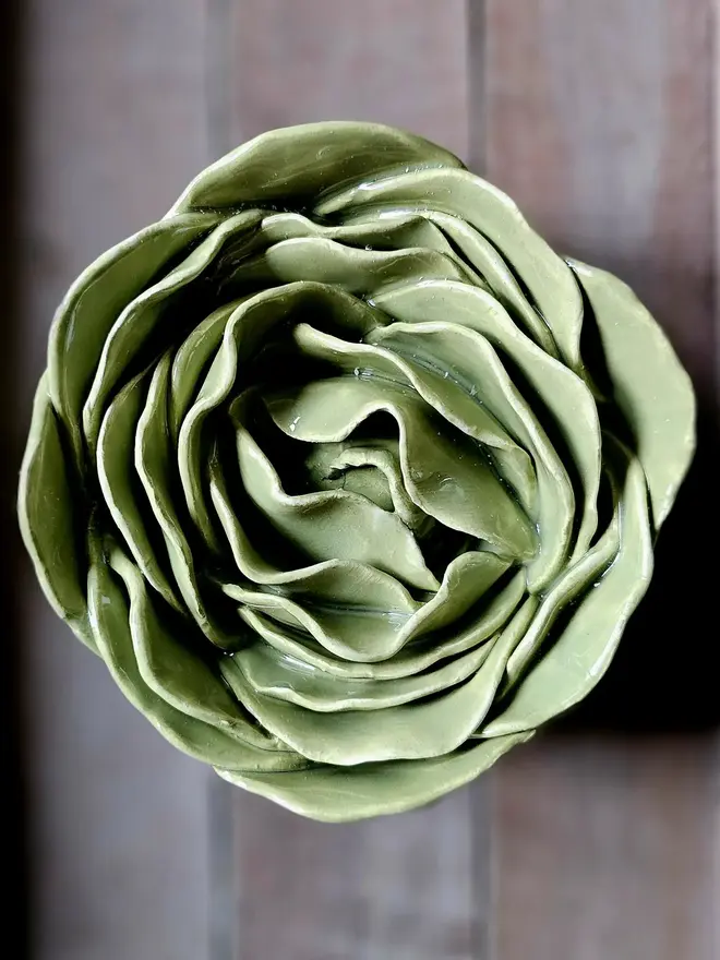 Olive green ceramic flower pottery gift wall decor
