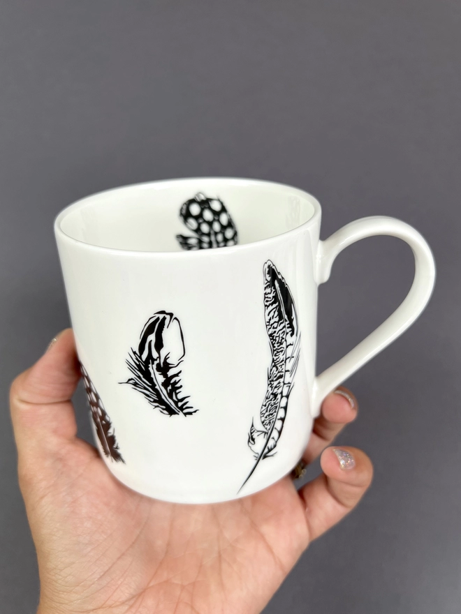 Feather mug perfect to gift with a feather little note