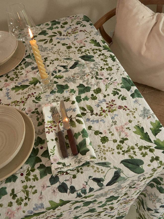 Winter Wildflowers linen napkin