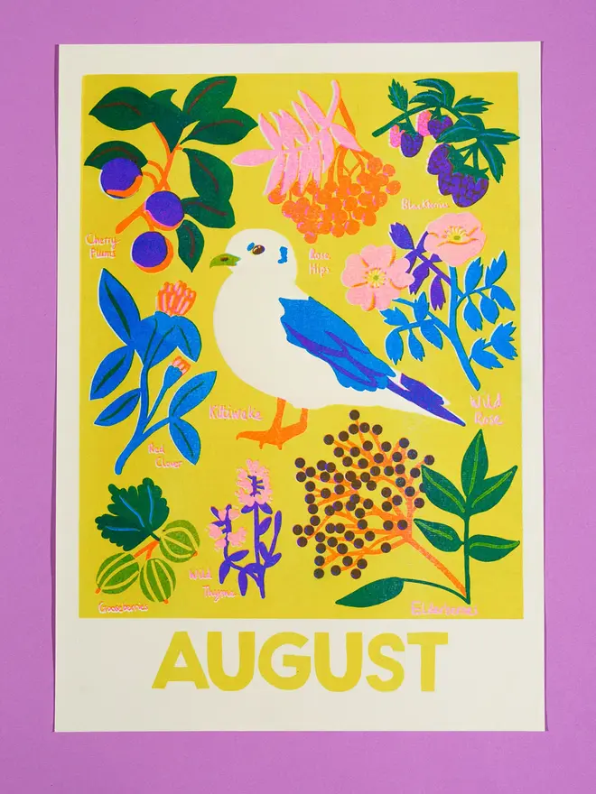 'August' Month Forage Print