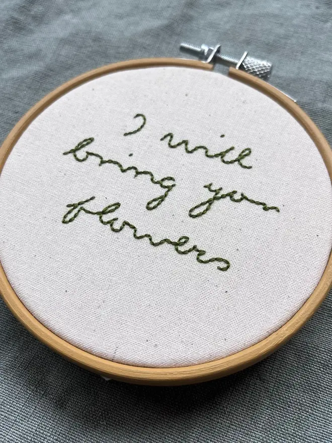 i will bring you flowers embroidered hoop artwork