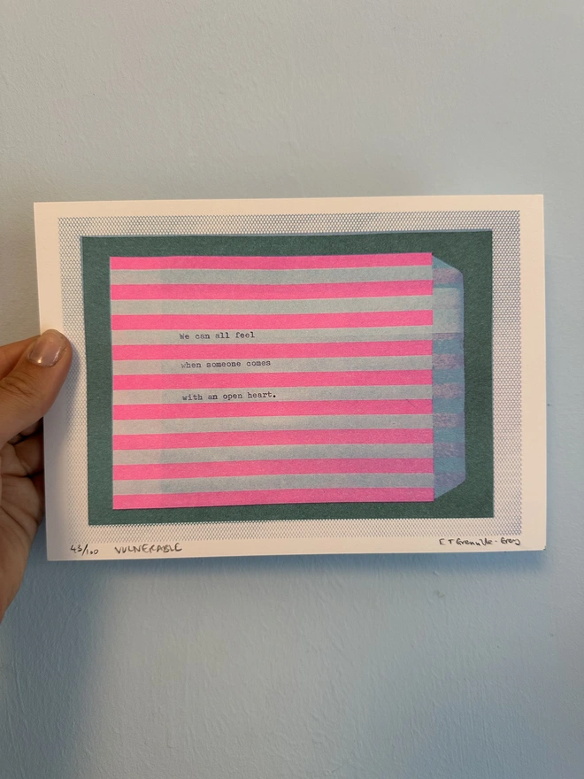 'Vulnerable' A5 Risograph Print Wall Art