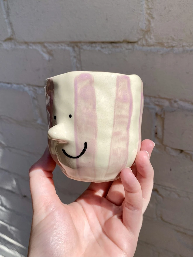 Lavender stripe pot