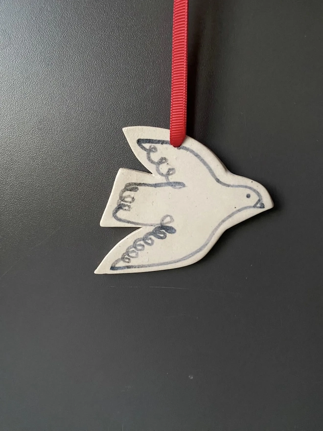 Handmade Stoneware Bird Christmas Ornaments