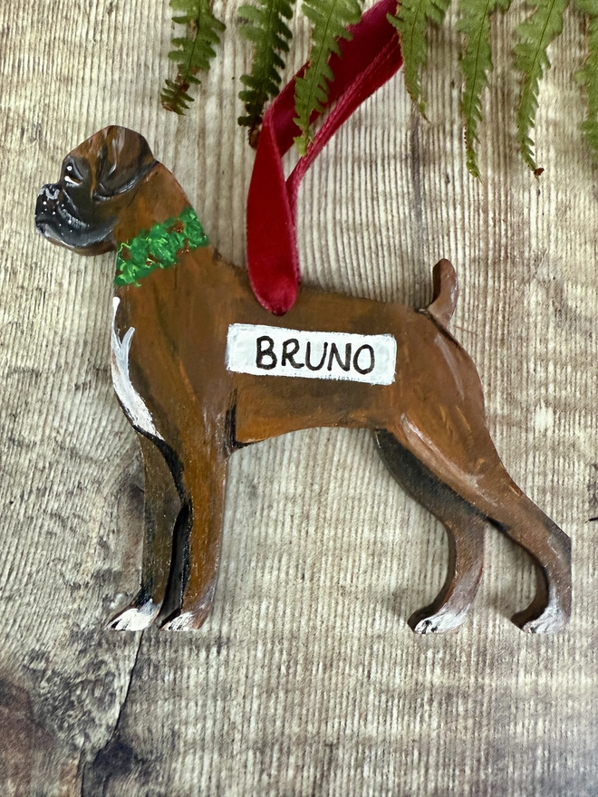 Boxer Dog Handpainted Christmas decoration 