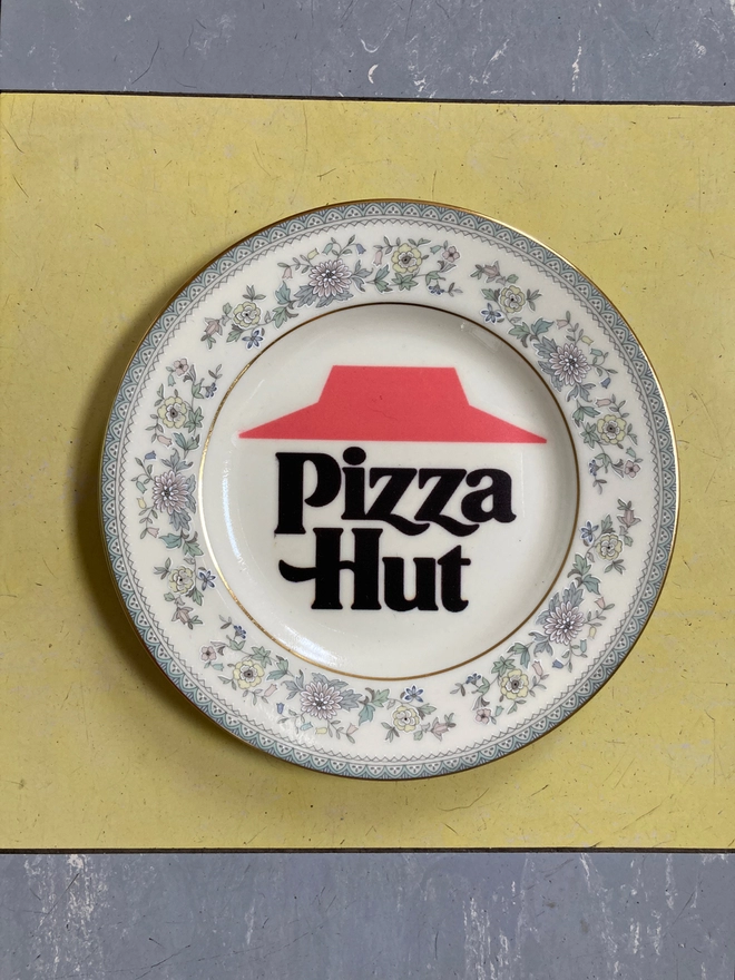 Pizza Hut, china plate, vintage plate, pizza hut vintage plate, unique, gift, decorative, decorative plate, ooak, cool gift