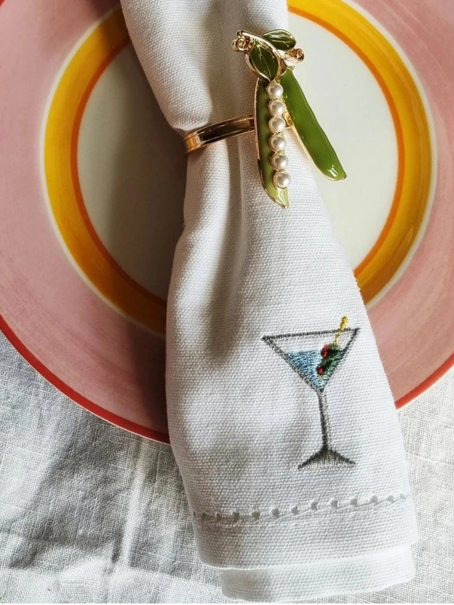 Embroidered Martini Napkin