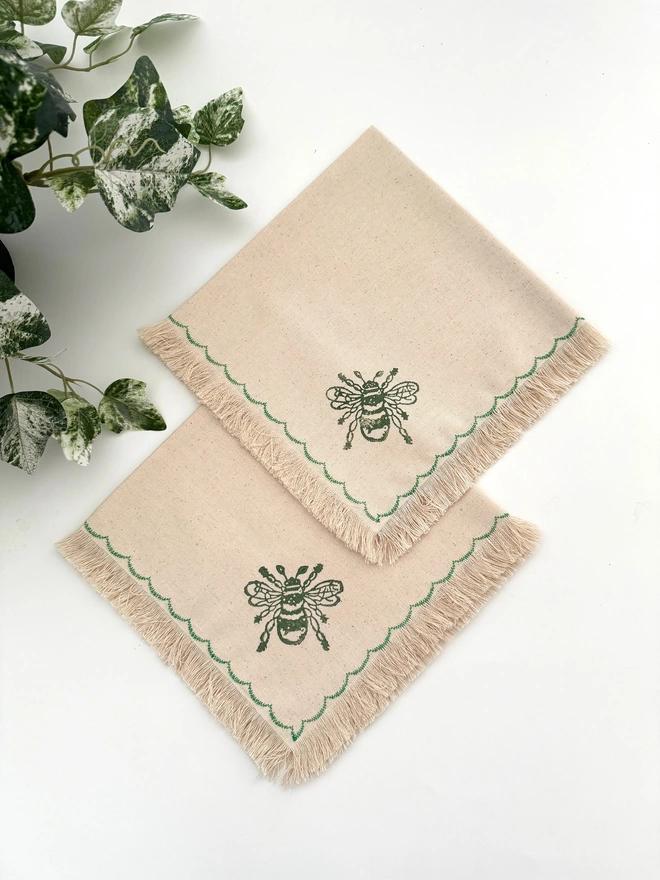 Bee Block Printed Cloth Napkins (Set of 2)