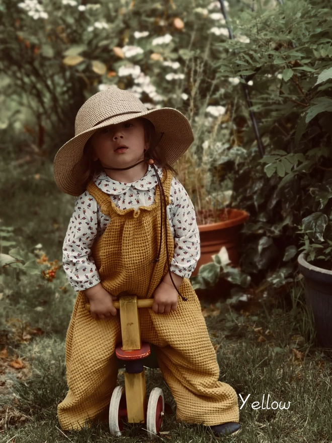 Kids' Organic Cotton Waffle Dungarees