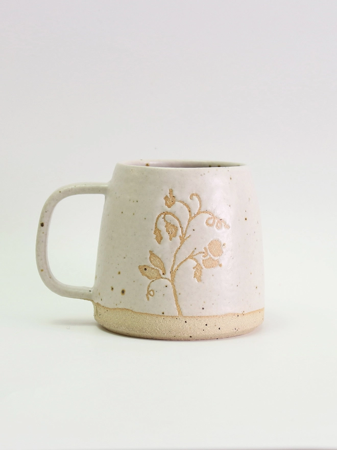 Close up of sweet pea mug details