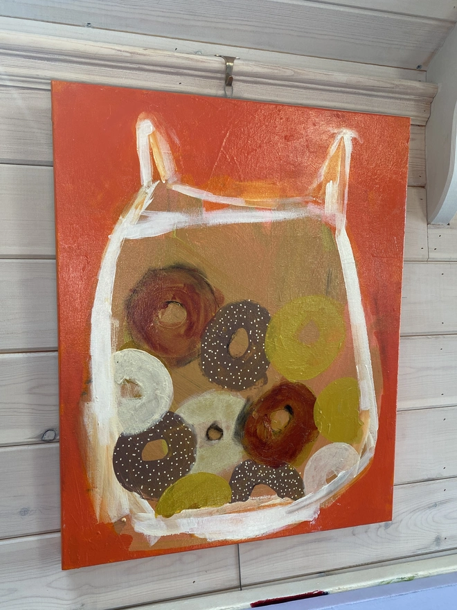 'Bag of Bagels'. Original Painting by Samantha Barnes