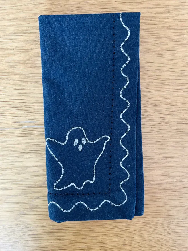 embroidered ghost napkin