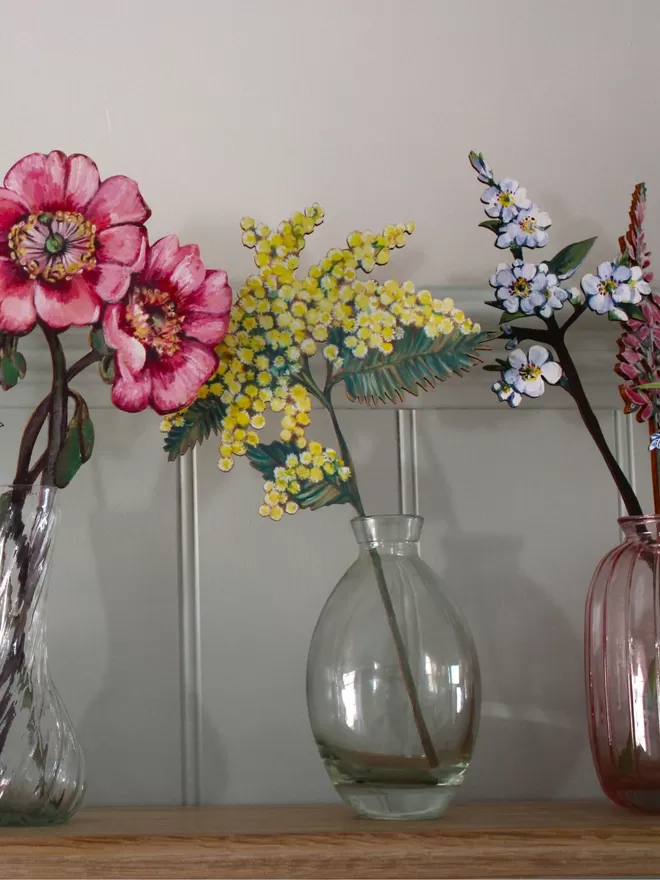 Selection of wooden flowers