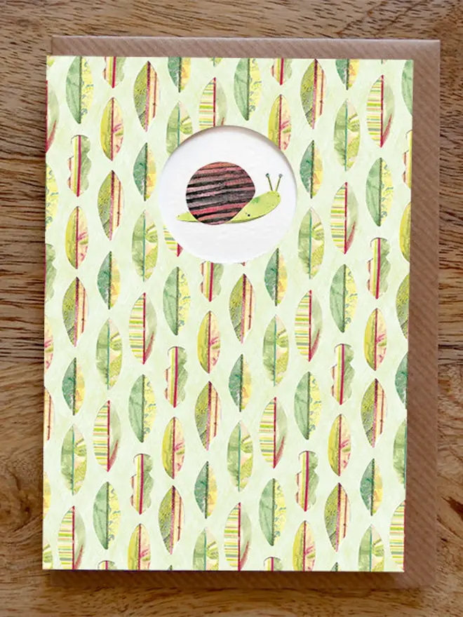 snail illustrated die cut card