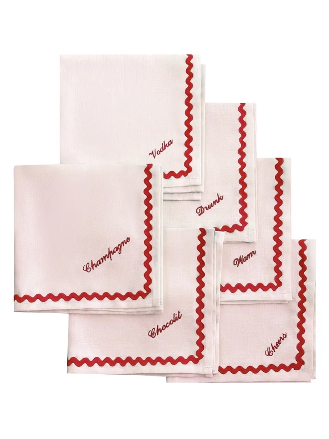 Personalised Ric Rac Cocktail Napkin (Set Of 4)