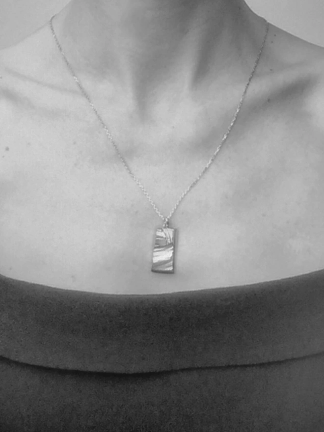 mens sterling silver rectangular chunky necklace