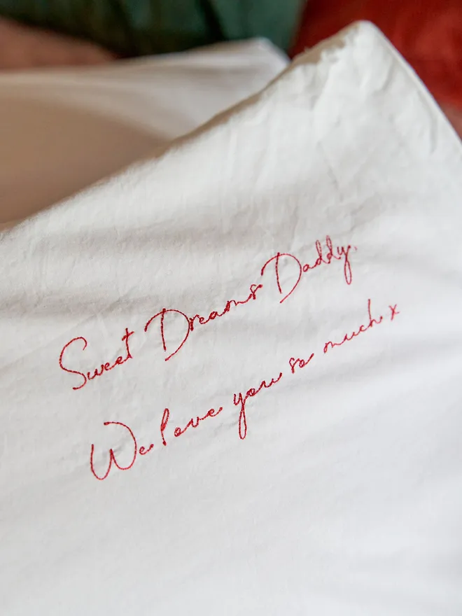 Hand embroidered pillowcase