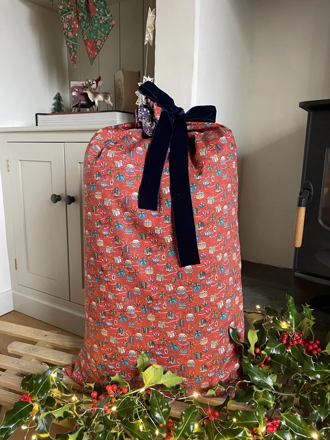 House of Gifts Liberty Print Christmas Gift Sack