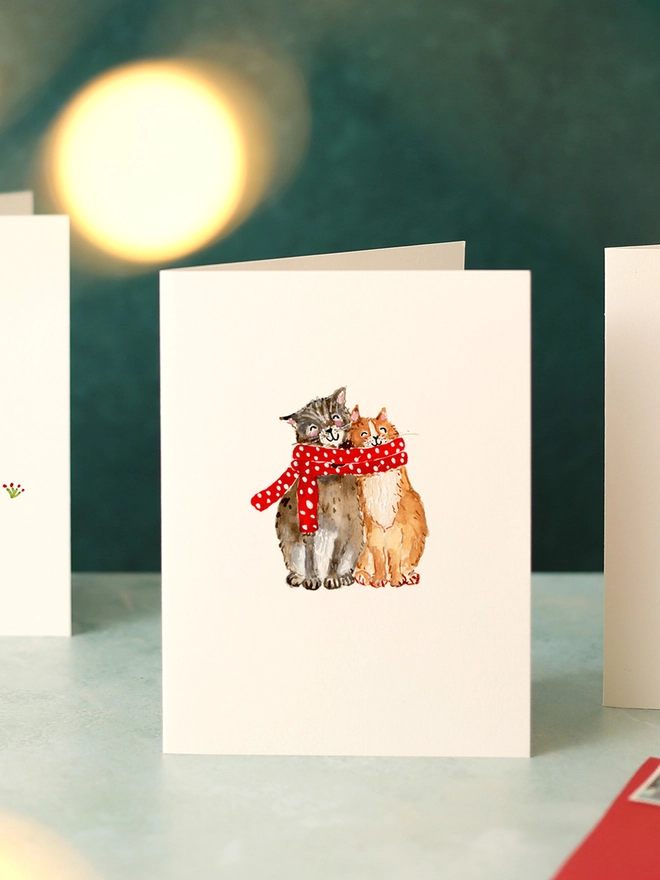 Cosy Cats and Scarf Mini Christmas Card