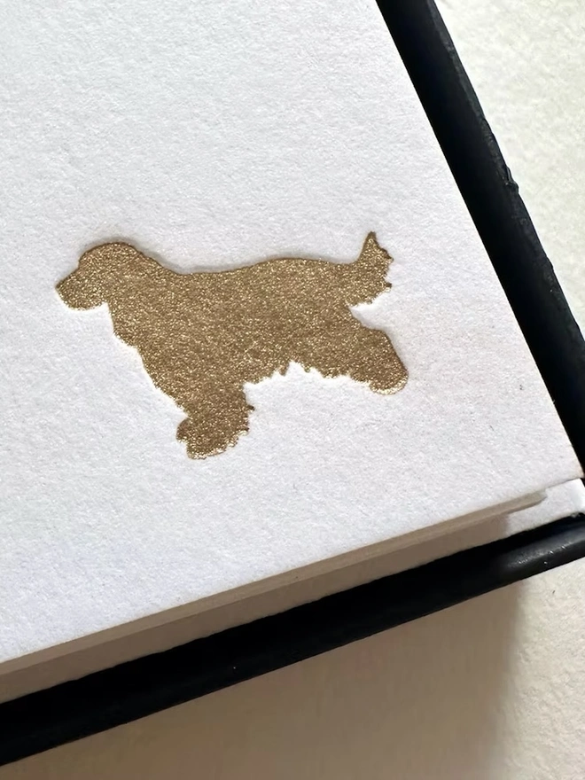 Personalised Spaniel Correspondence Cards (Set Of 10, 20), golden spaniel icon in corner of white correspondence letter. 