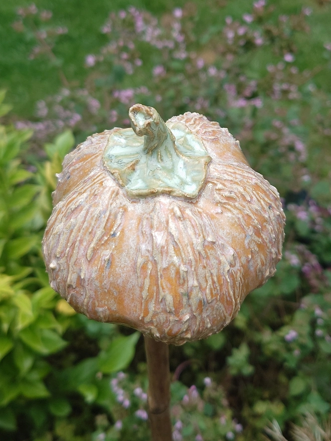 Stoneware pumpkin can topper