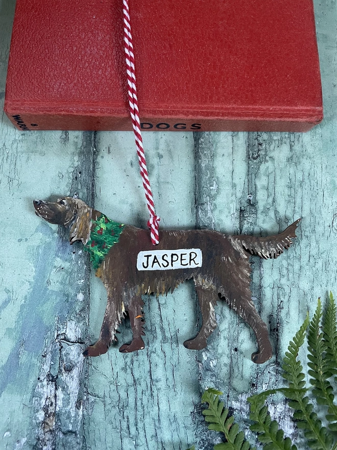 Irish Setter Christmas Decoration personalised with the name Jasper