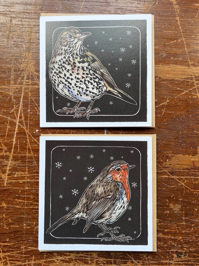 song thrush and robin cards